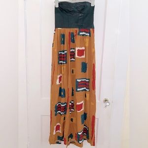 Handmade Dress with Olive Green Leather Bodice